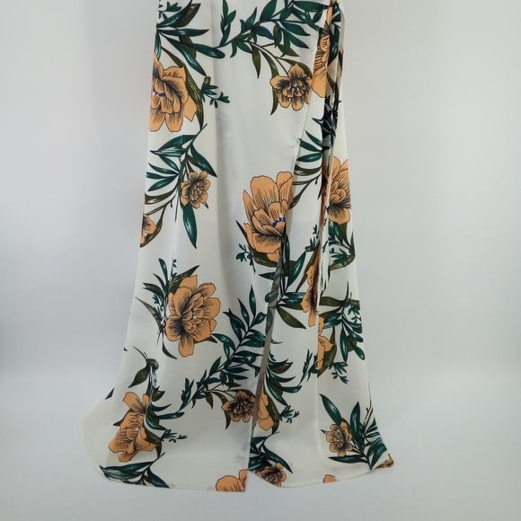 NWOT Anthropologie zhu Tropical Floral Orange Leaves Slit Flowy Dress S - Picture 10 of 16